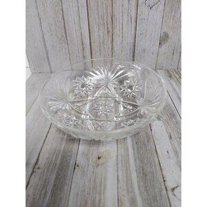 Glass Food Serving Bowl 7 1/4" Lead Glass Starburst